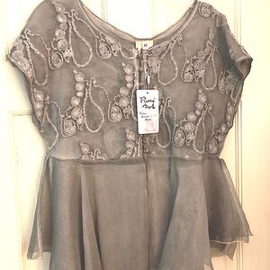 Beautiful silver grey chiffon with embroidered detailing.
